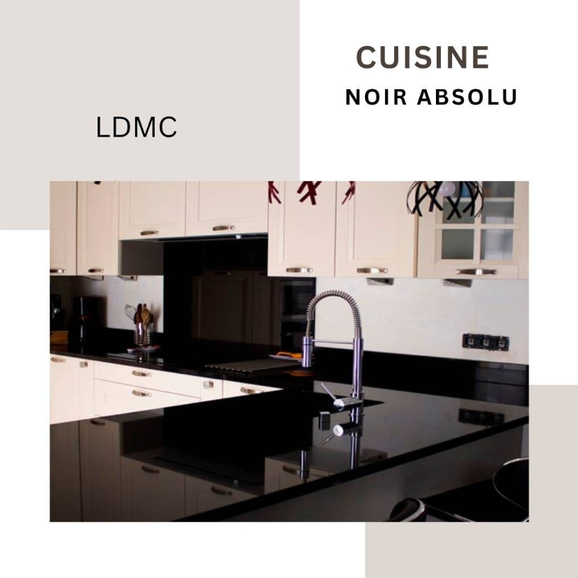 Noir Absolu black granite kitchen countertop by LDMC
