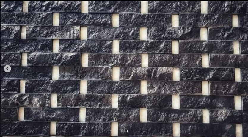 Golden travertine stone texture closeup